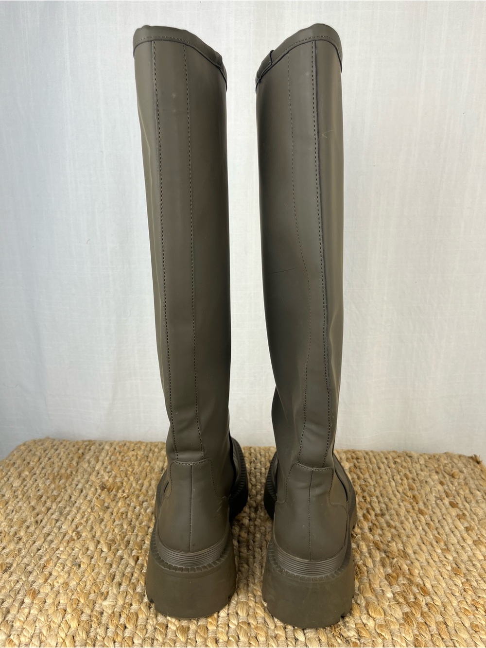 Zara Olive Over-the-Knee Chunky Sole Boots - Picture 2 of 4